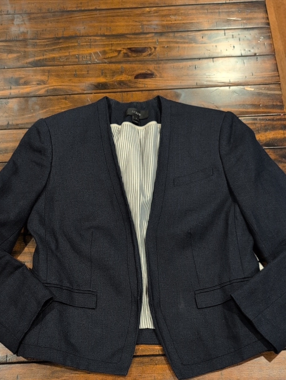 J. Crew Linen Collarless Blazer - Picture 2 of 7